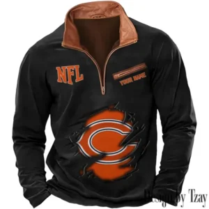 Chicago Bears New Long Sleeve Quarter Zip Sweatshirt Casual Daily Streetwear AMCCLG000009