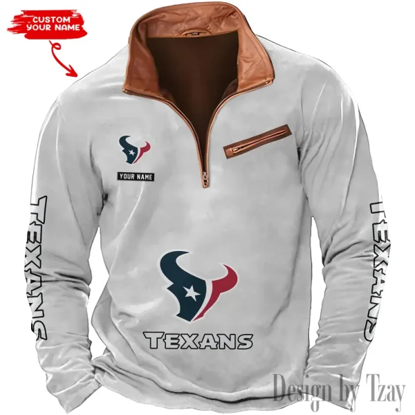 Houston Texans New Long Sleeve Quarter Zip Sweatshirt Casual Daily Streetwear AMCCLG000018 - Image 2