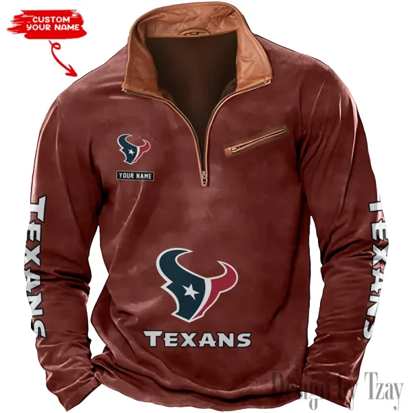 Houston Texans New Long Sleeve Quarter Zip Sweatshirt Casual Daily Streetwear AMCCLG000018 - Image 3
