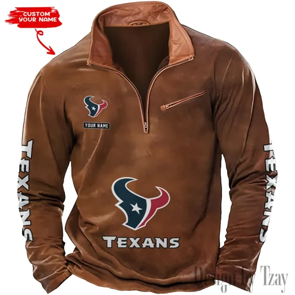 Houston Texans New Long Sleeve Quarter Zip Sweatshirt Casual Daily Streetwear AMCCLG000018 - Image 7