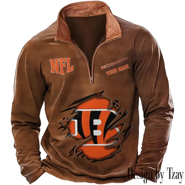 Cincinnati Bengals New Long Sleeve Quarter Zip Sweatshirt Casual Daily Streetwear AMCCLG000067 - Image 2