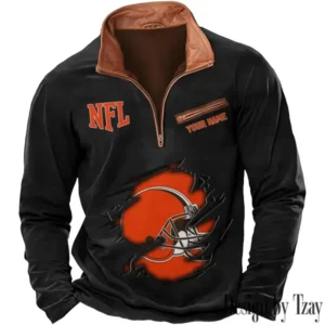 Cleveland Browns New Long Sleeve Quarter Zip Sweatshirt Casual Daily Streetwear AMCCLG000036