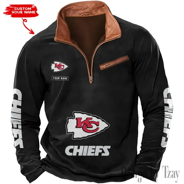 Kansas City Chiefs New Long Sleeve Quarter Zip Sweatshirt Casual Daily Streetwear AMCCLG000068
