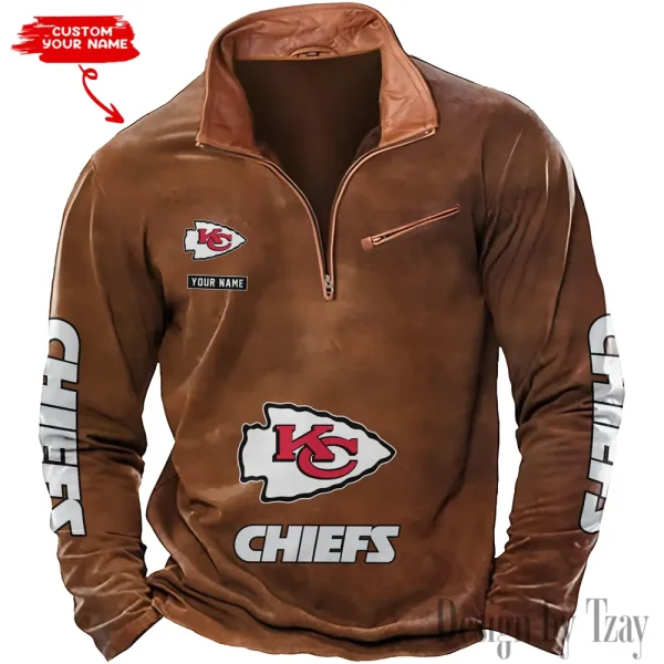 Kansas City Chiefs New Long Sleeve Quarter Zip Sweatshirt Casual Daily Streetwear AMCCLG000068 - Image 2