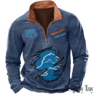 Detroit Lions New Long Sleeve Quarter Zip Sweatshirt Casual Daily Streetwear AMCCLG000010