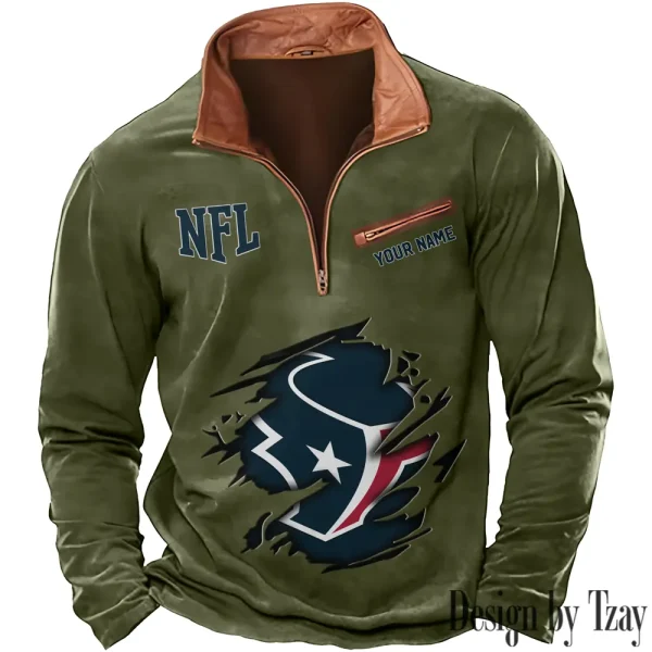Houston Texans New Long Sleeve Quarter Zip Sweatshirt Casual Daily Streetwear AMCCLG000021 - Image 2