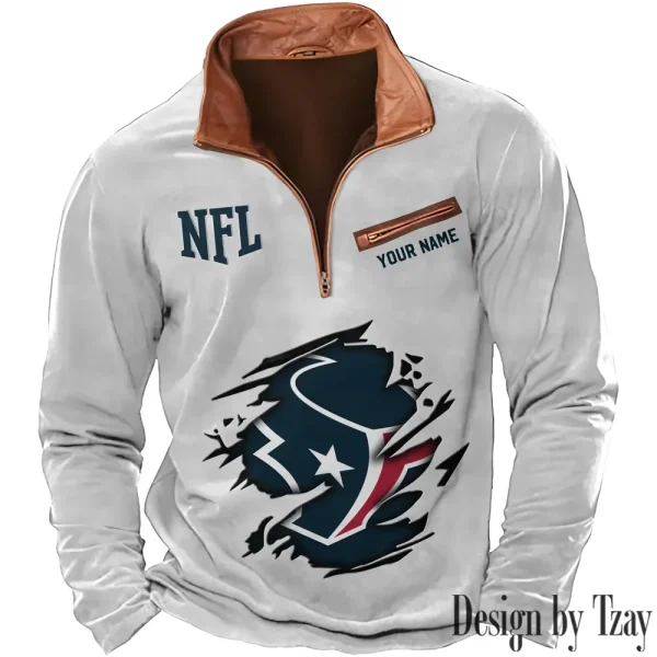 Houston Texans New Long Sleeve Quarter Zip Sweatshirt Casual Daily Streetwear AMCCLG000021 - Image 4
