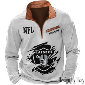 Las Vegas Raiders New Long Sleeve Quarter Zip Sweatshirt Casual Daily Streetwear AMCCLG000058