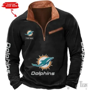 Miami Dolphins New Long Sleeve Quarter Zip Sweatshirt Casual Daily Streetwear AMCCLG000022