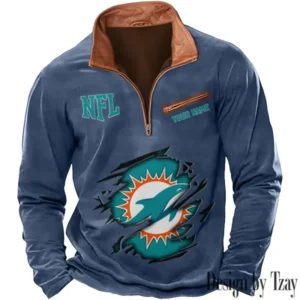 Miami Dolphins New Long Sleeve Quarter Zip Sweatshirt Casual Daily Streetwear AMCCLG000023