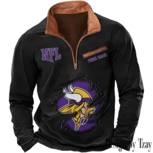 Minnesota Vikings New Long Sleeve Quarter Zip Sweatshirt Casual Daily Streetwear AMCCLG000060