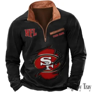 San Francisco 49ers New Long Sleeve Quarter Zip Sweatshirt Casual Daily Streetwear AMCCLG000078