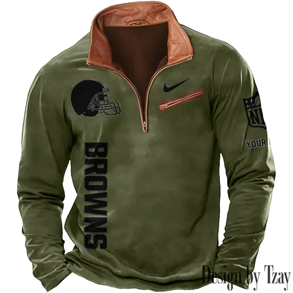 Cleveland Browns New Long Sleeve Quarter Zip Sweatshirt Casual Daily Streetwear AMCCLG000032 - Image 2