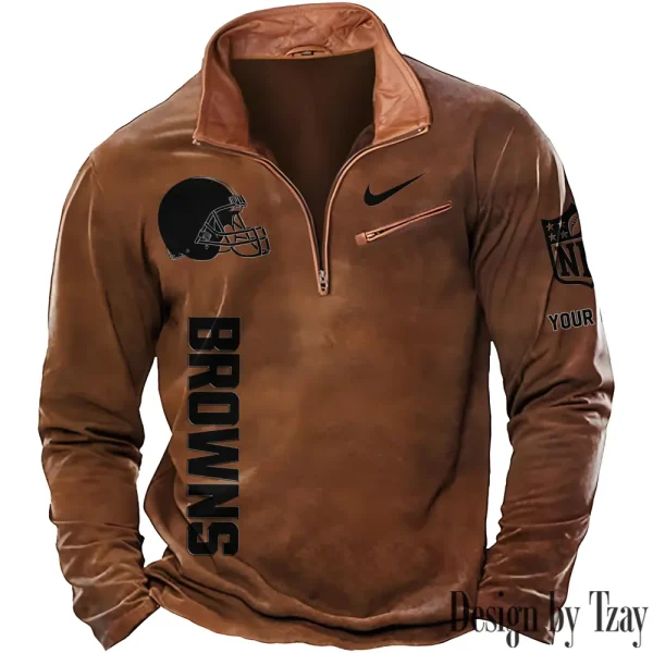 Cleveland Browns New Long Sleeve Quarter Zip Sweatshirt Casual Daily Streetwear AMCCLG000032 - Image 3