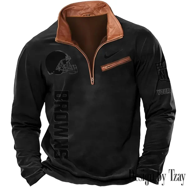 Cleveland Browns New Long Sleeve Quarter Zip Sweatshirt Casual Daily Streetwear AMCCLG000032 - Image 4