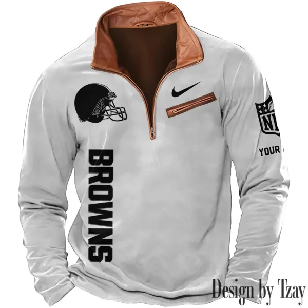 Cleveland Browns New Long Sleeve Quarter Zip Sweatshirt Casual Daily Streetwear AMCCLG000032 - Image 5