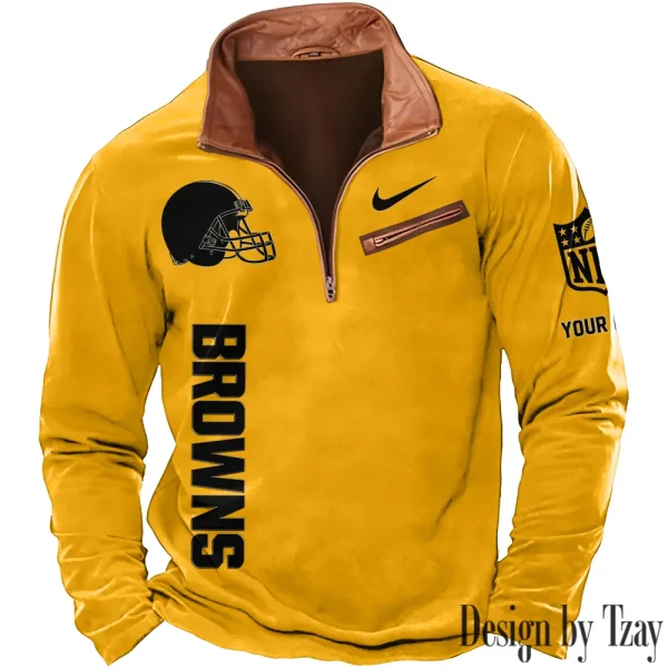 Cleveland Browns New Long Sleeve Quarter Zip Sweatshirt Casual Daily Streetwear AMCCLG000032 - Image 7
