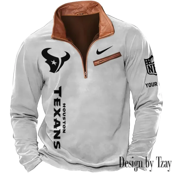 Houston Texans New Long Sleeve Quarter Zip Sweatshirt Casual Daily Streetwear AMCCLG000024 - Image 7