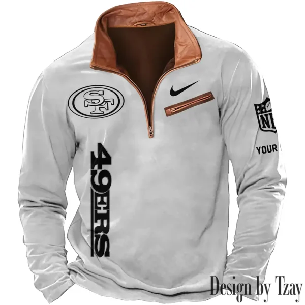 San Francisco 49ers New Long Sleeve Quarter Zip Sweatshirt Casual Daily Streetwear AMCCLG000073 - Image 2