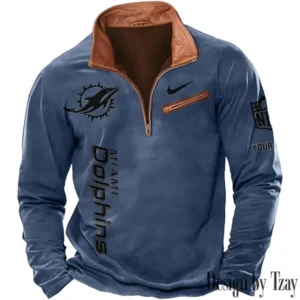 Miami Dolphins New Long Sleeve Quarter Zip Sweatshirt Casual Daily Streetwear AMCCLG000015