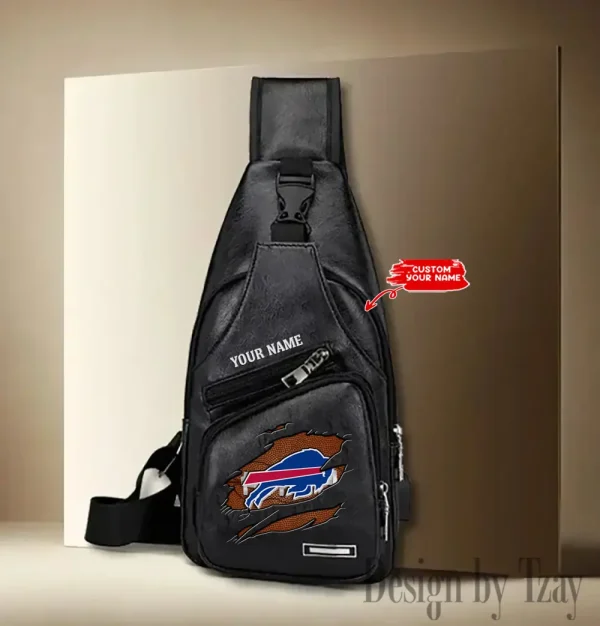 Buffalo Bills Personalized Men Leather Sling Bag Custom Gift For Dad AMCACS000100