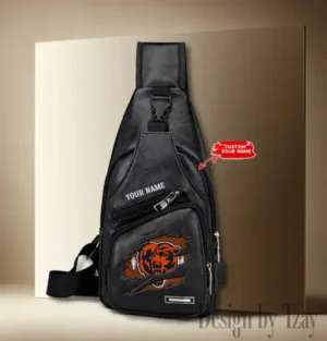 Chicago Bears Personalized Men Leather Sling Bag Custom Gift For Dad AMCACS000108