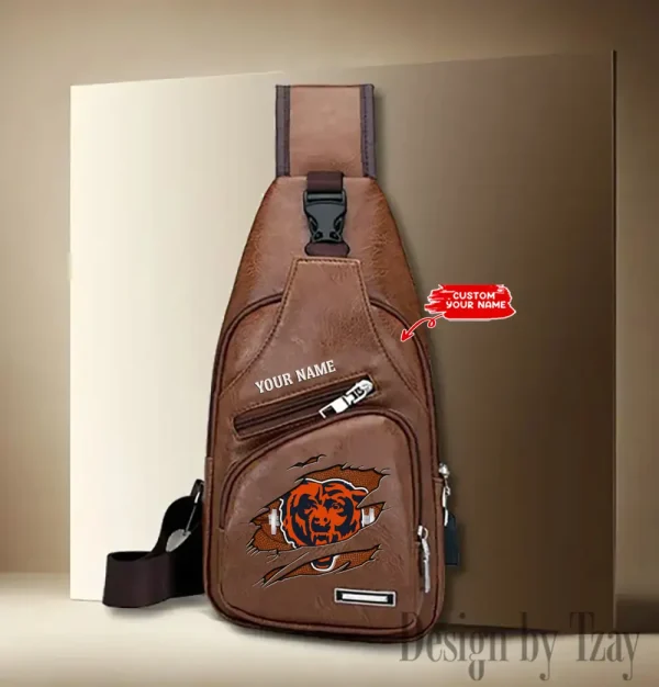 Chicago Bears Personalized Men Leather Sling Bag Custom Gift For Dad AMCACS000108 - Image 3