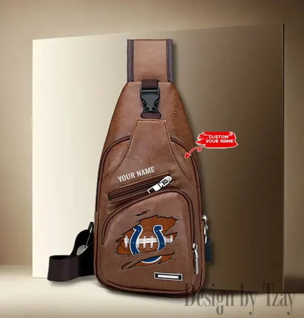 Indianapolis Colts Personalized Men Leather Sling Bag Custom Gift For Dad AMCACS000139 - Image 2