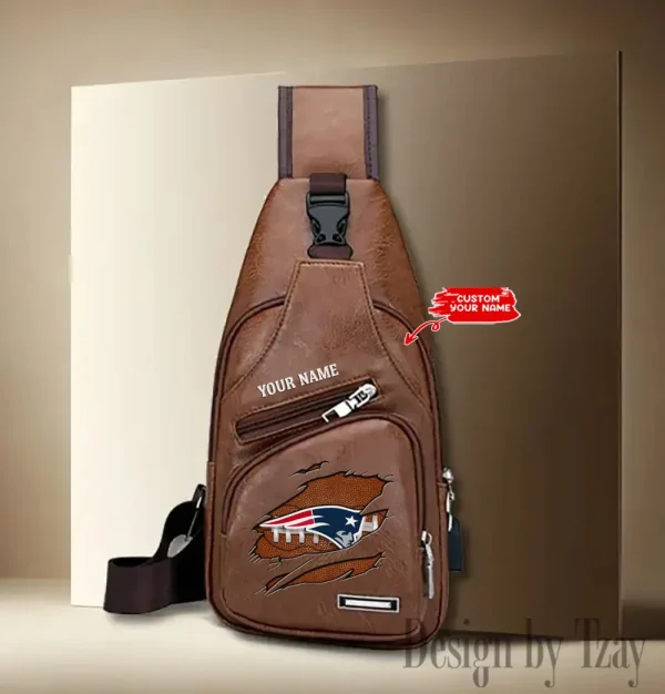 New England Patriots Personalized Men Leather Sling Bag Custom Gift For Dad AMCACS000169 - Image 3