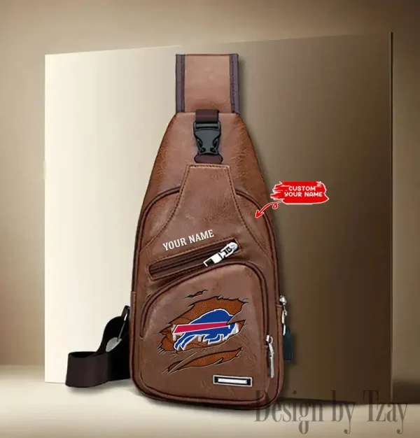 Buffalo Bills Personalized Men Leather Sling Bag Custom Gift For Dad AMCACS000100 - Image 2