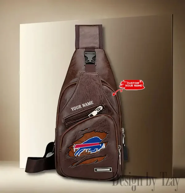 Buffalo Bills Personalized Men Leather Sling Bag Custom Gift For Dad AMCACS000100 - Image 3