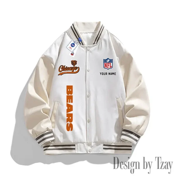 Chicago Bears New 2025 Men Leather Varsity Jacket AMCCLG000098 - Image 2