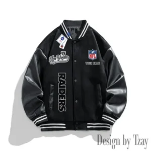 Las Vegas Raiders New 2025 Men Leather Varsity Jacket AMCCLG000113