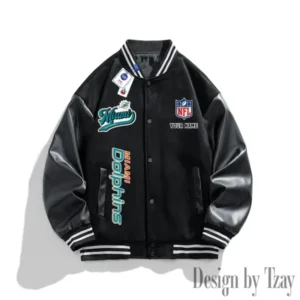 Miami Dolphins New 2025 Men Leather Varsity Jacket AMCCLG000104