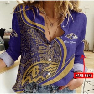 Baltimore Ravens Custom Any Name Linen Woman Shirt Hot Summer 2025 AMCCLG000251