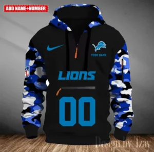 Detroit Lions Customized Men Camouflage Pullover Hoodie AMCCLG000277