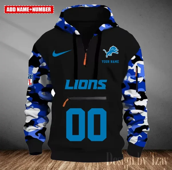 Detroit Lions Customized Men Camouflage Pullover Hoodie AMCCLG000277
