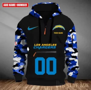 Los Angeles Chargers Customized Men Camouflage Pullover Hoodie AMCCLG000290