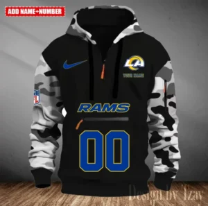 Los Angeles Rams Customized Men Camouflage Pullover Hoodie AMCCLG000292