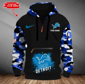 Detroit Lions Customized Men Camouflage Pullover Hoodie AMCCLG000278