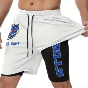 Buffalo Bills Men Outdoor Casual Training Sports Shorts 2-in-1 Double-Layer Shorts AMCCLG000428