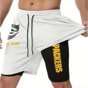 Green Bay Packers Men Outdoor Casual Training Sports Shorts 2-in-1 Double-Layer Shorts AMCCLG000435