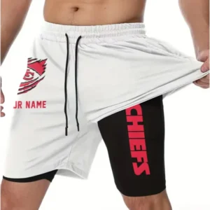 Kansas City Chiefs Men Outdoor Casual Training Sports Shorts 2-in-1 Double-Layer Shorts AMCCLG000439