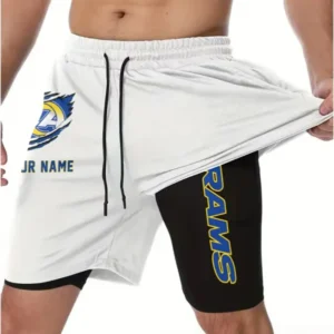 Los Angeles Rams Men Outdoor Casual Training Sports Shorts 2-in-1 Double-Layer Shorts AMCCLG000442