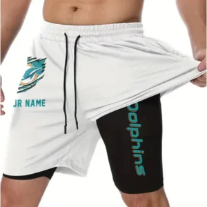 Miami Dolphins Men Outdoor Casual Training Sports Shorts 2-in-1 Double-Layer Shorts AMCCLG000443