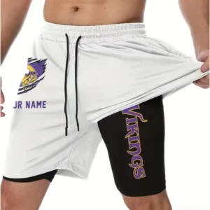 Minnesota Vikings Men Outdoor Casual Training Sports Shorts 2-in-1 Double-Layer Shorts AMCCLG000444
