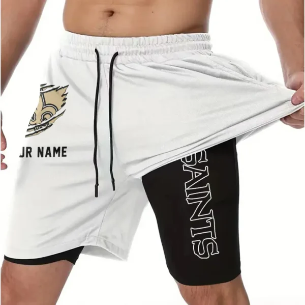 New Orleans Saints Men Outdoor Casual Training Sports Shorts 2-in-1 Double-Layer Shorts AMCCLG000446