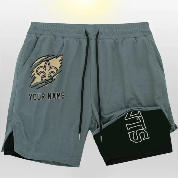 New Orleans Saints Men Outdoor Casual Training Sports Shorts 2-in-1 Double-Layer Shorts AMCCLG000446 - Image 3
