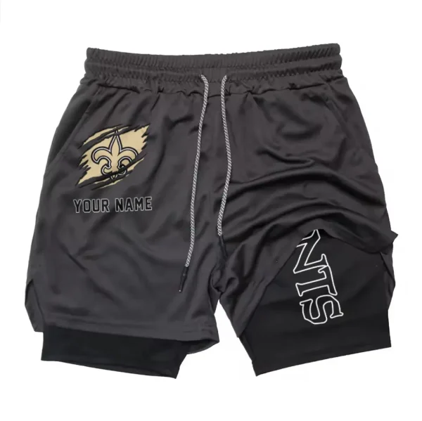 New Orleans Saints Men Outdoor Casual Training Sports Shorts 2-in-1 Double-Layer Shorts AMCCLG000446 - Image 4