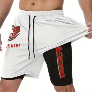 San Francisco 49ers Men Outdoor Casual Training Sports Shorts 2-in-1 Double-Layer Shorts AMCCLG000451